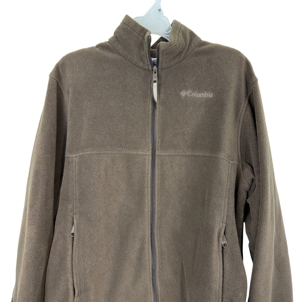 Columbia Mens Brown Full Zip Fleece Jacket Mock Neck WM6113 Size Medium‎